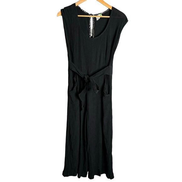 Anthropologie Abbey Tie Waist Jumpsuit Black Size 12 - Picture 5 of 7